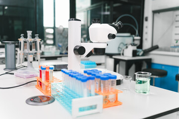 Fototapeta premium Medical research action by scientists in a laboratory environment featuring advanced equipment and techniques