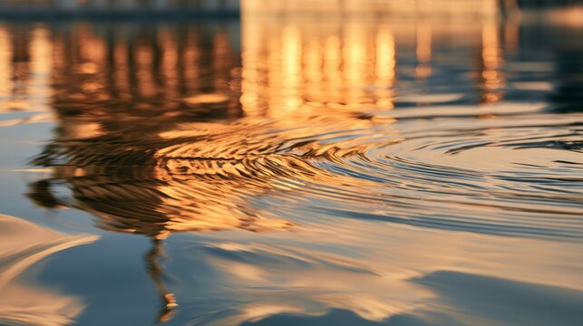 Golden Temple Dome Reflection Rippling on Calm Water