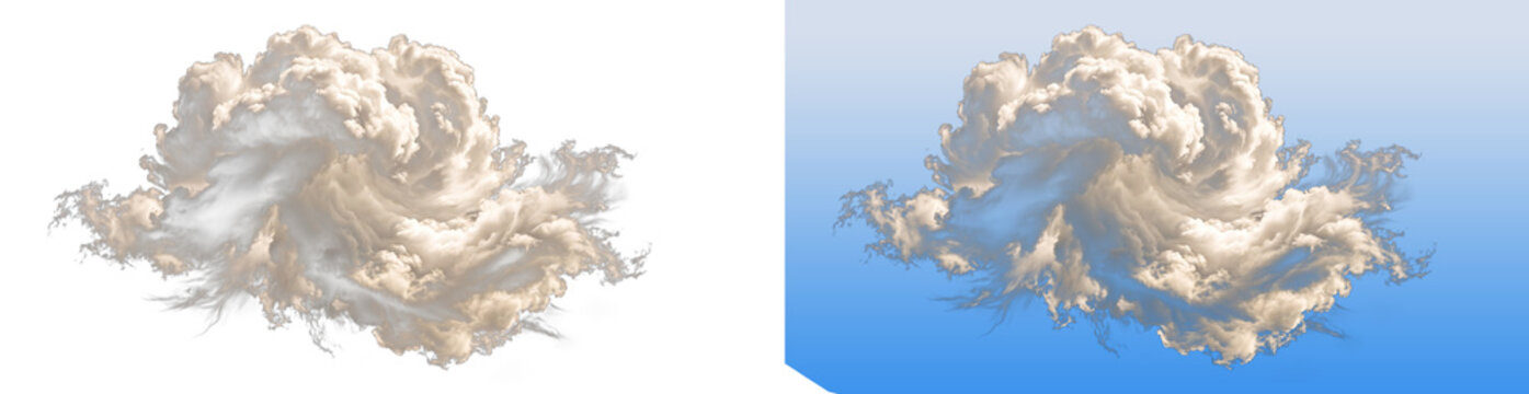 Fluffy beige cloud isolated on transparent background