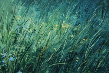 Obraz premium Serene meadow with wildflowers and lush greenery