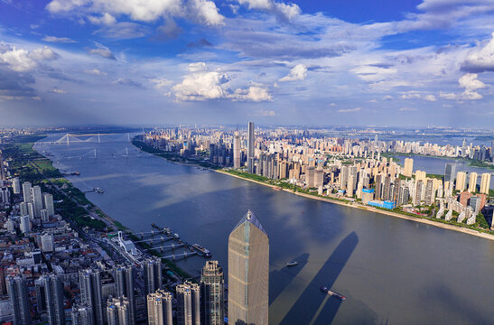 Manhattan Skyline Aerial View Across East River, New York City