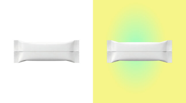 A blank white rectangular snack bar wrapper, isolated on a white background, for food packaging, and product, branding mockups purposes isolated on a transparent background