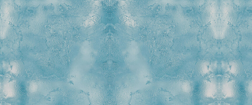Abstract blue frozen ice background texture with reflections