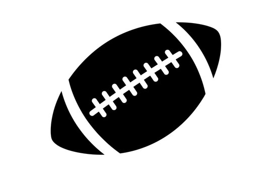 American football vector icon, black silhouette sports ball, minimalist athletic equipment symbol for team branding and logo design