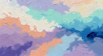 Fototapeta premium Abstract Pastel Oil Painting Impasto Texture Background with Thick Brush Strokes in Soft Colors