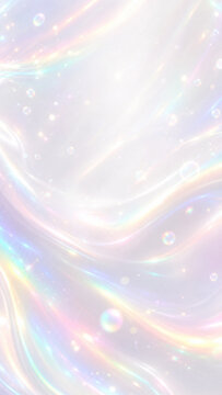 Rainbow iridescent holographic wave background with glowing glitter light for story banner