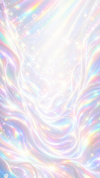 Rainbow iridescent holographic wave background with glowing glitter light for story banner