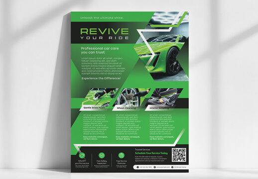 Automotive Car Detailing and Auto Wash Service Flyer Poster Template