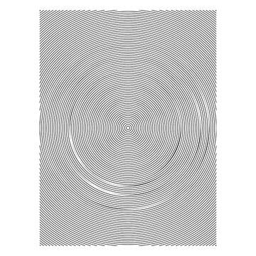 Intricate black and white geometric design concentric arcs and lines create a hypnotic visual experience
