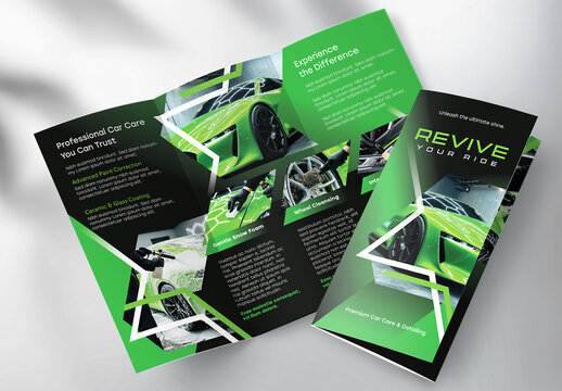 Modern Auto Detailing and Car Wash Trifold Brochure Template