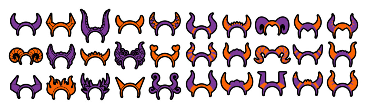 Purple and orange devil horns halloween pattern wave