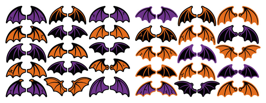 Halloween bat wing pattern, purple and orange gradient, seamless repeat