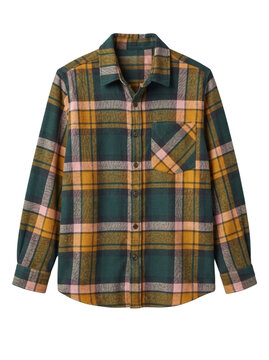 Green and yellow plaid flannel long sleeve shirt