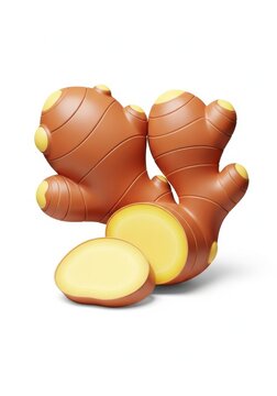Fresh ginger root with slices and oil vector