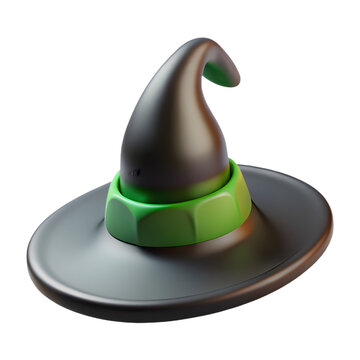 Stylized 3d render of a wizard hat isolated on transparent background