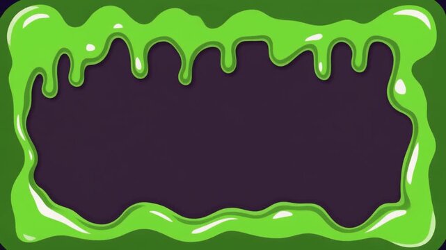 Green Slime Dripping Frame Border Animation for Halloween Slimey Cartoon Graphic Background