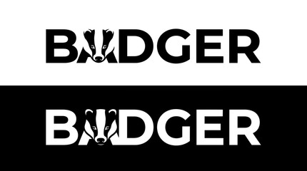 BADGER logo design vector combining a distinctive woodland mammal concept with symbolic typography and custom lettering to represent courage, persistence, protection, independence, and natural toughne © arif