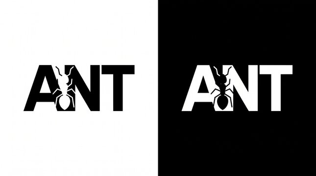 ANT logo design vector featuring a distinctive ant-inspired symbol with custom typography and a unique letter mark