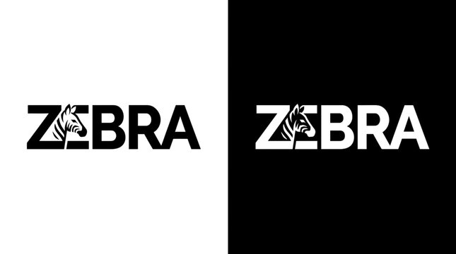 ZEBRA logo design vector combining a distinctive African wildlife concept with symbolic typography and custom lettering to represent freedom, harmony, uniqueness, agility, and wild character.