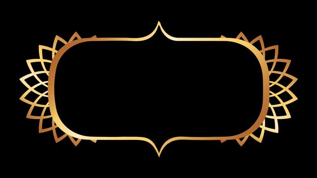 Luxury Gold Rounded Arch Frame Mandala Video Animation Loop on Black Background