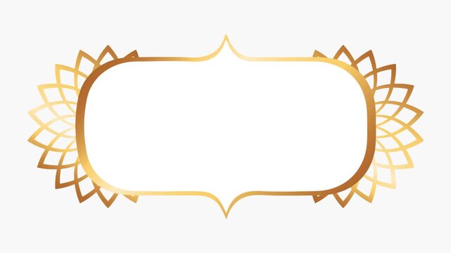Luxury Gold Rounded Arch Frame Mandala Video Animation Loop on White Background