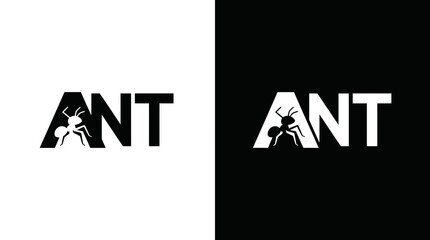 ANT logo design vector combining a distinctive insect concept with symbolic typography and custom lettering to represent cooperation, persistence, organization, community, and collective power. © arif