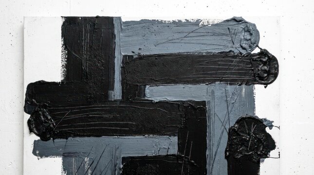 Abstract black and gray brushstrokes.