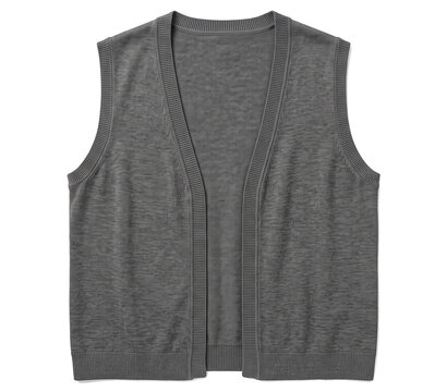 Ultra Realistic Blank Men's Sleeveless V Neck Sweater Vest Mockup PNG Front View Isolated on Pure White Background with Premium Fine Gauge Knit Fabric