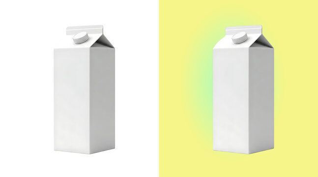 Blank white cardboard milk or juice carton mockup with screw cap, isolated on a white background, for beverage packaging branding isolated on a transparent background