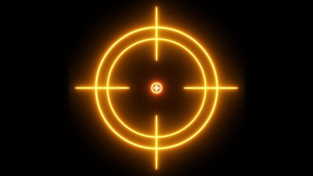 Neon glowing light target concept on the transparent background. Motion graphics of military target icon animation. Animation of 4k video.