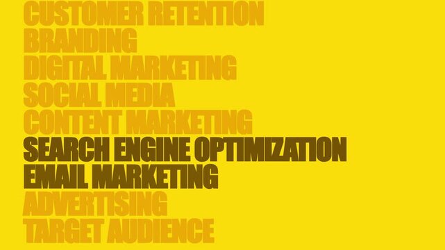 Digital Marketing Optimization Animated Typography Background in Yellow