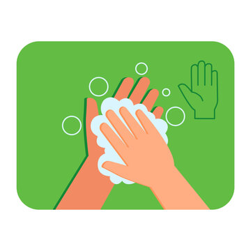 top view close up hands lathering rich white soap bubbles foam for deep cleaning vector