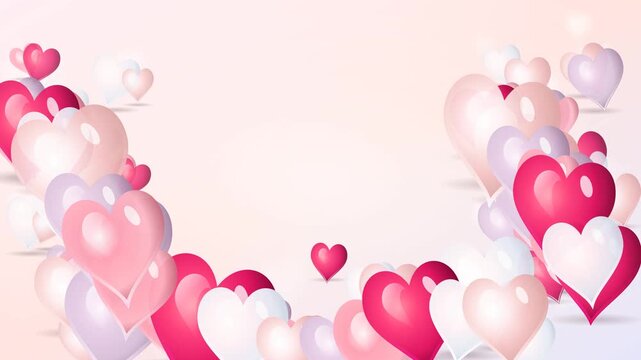 Dreamy pastel CGI hearts forming a romantic border on a soft background for Valentine's Day celebrations and wedding themes