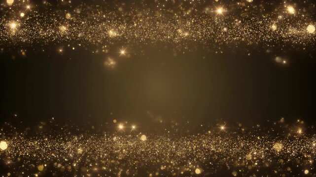 Sparkling Gold Dust Particle Particles Border Frame Animation on Dark Background