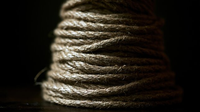strain. Tightly bound coil of hemp rope with fibers straining under tension. safety posters, maintenance manuals, designed for precision metalworking and fabrication facilities, clarifies operation.