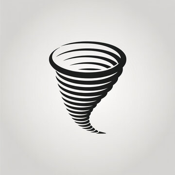 Black and white striped spiral funnel isolated on plain background.