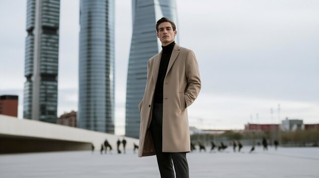 Un hombre posa para una colecci&oacute;n de ropa de oto&ntilde;o