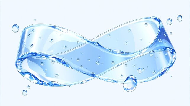 Transparent blue cosmetic gel ribbon flowing with bubbles for fr