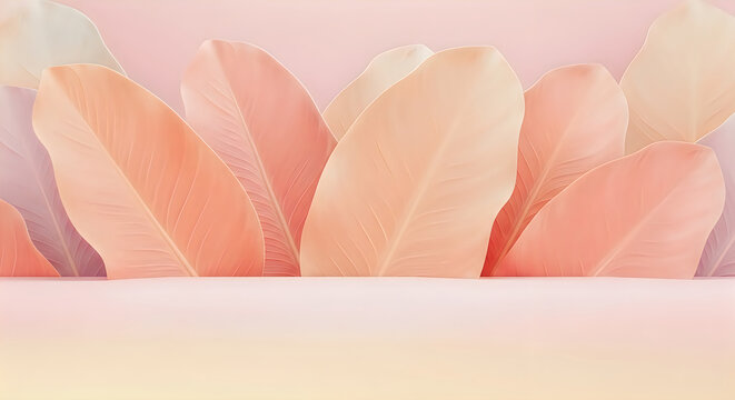 A close up macro shot of soft peach colored flower petals with a clean empty space for your custom text