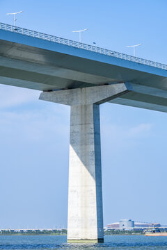 Bridge piers of the Shenzhen-Zhongshan Link cross-sea bridge in Zhongshan, China