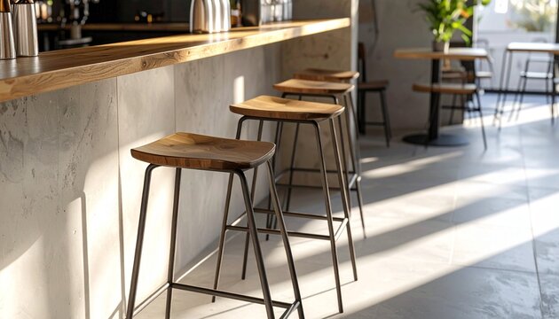 High bar stools at an outdoor caf&eacute;