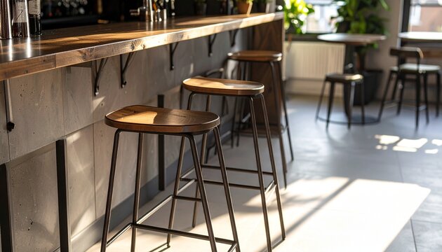 High bar stools at an outdoor caf&eacute;
