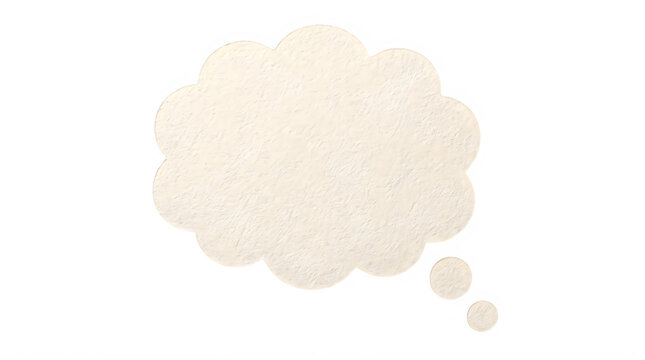 Textured paper thought bubble, cream parchment speech cloud, minimalist scrapbooking element for message and notes isolated PNG with Transparent Background