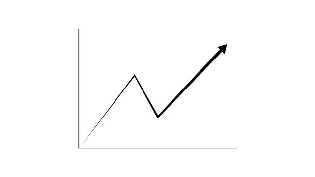 Business arrow graph going up volatile market graph. Abstract arrow growth chart of economy icon animated down to up arrow animation direction.