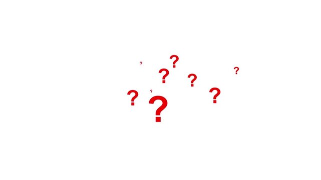 Question mark particles animation on a transparent background, Question marks flying animated. looping 4k question mark motion graphic video. Problem ask and confused concept 