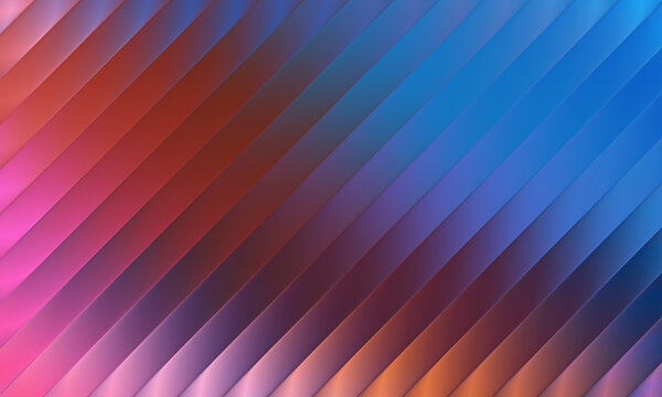 Abstract geometric background featuring dynamic diagonal parallel lines with a smooth gradient transition of vibrant pink red and deep blue colors in a clean modern style