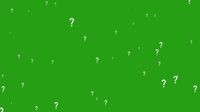 Question mark particles animation on a transparent background, Question marks flying animated. looping 4k question mark motion graphic video. Problem ask and confused concept 