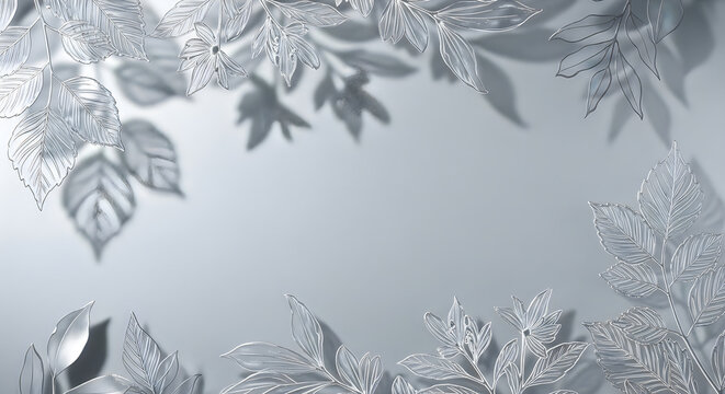 A beautiful monochromatic illustration featuring delicate hanging leaves and small birds resting in a peaceful and serene garden setting
