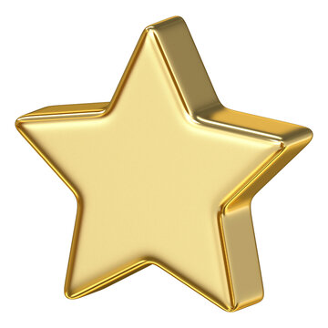 3D Golden star icon in glossy metallic style for quality rating, luxury review symbol designed for rank feedback, VIP award, and bookmark favorite
