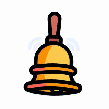 Ringing Service Bell Icon, Handheld Call Bell Illustration
